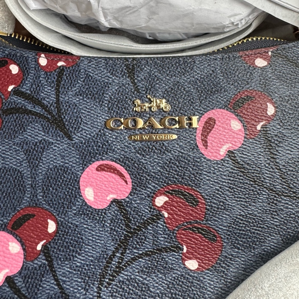 Coach Blue and Pink Cherry Print Bag - Picture 9 of 12